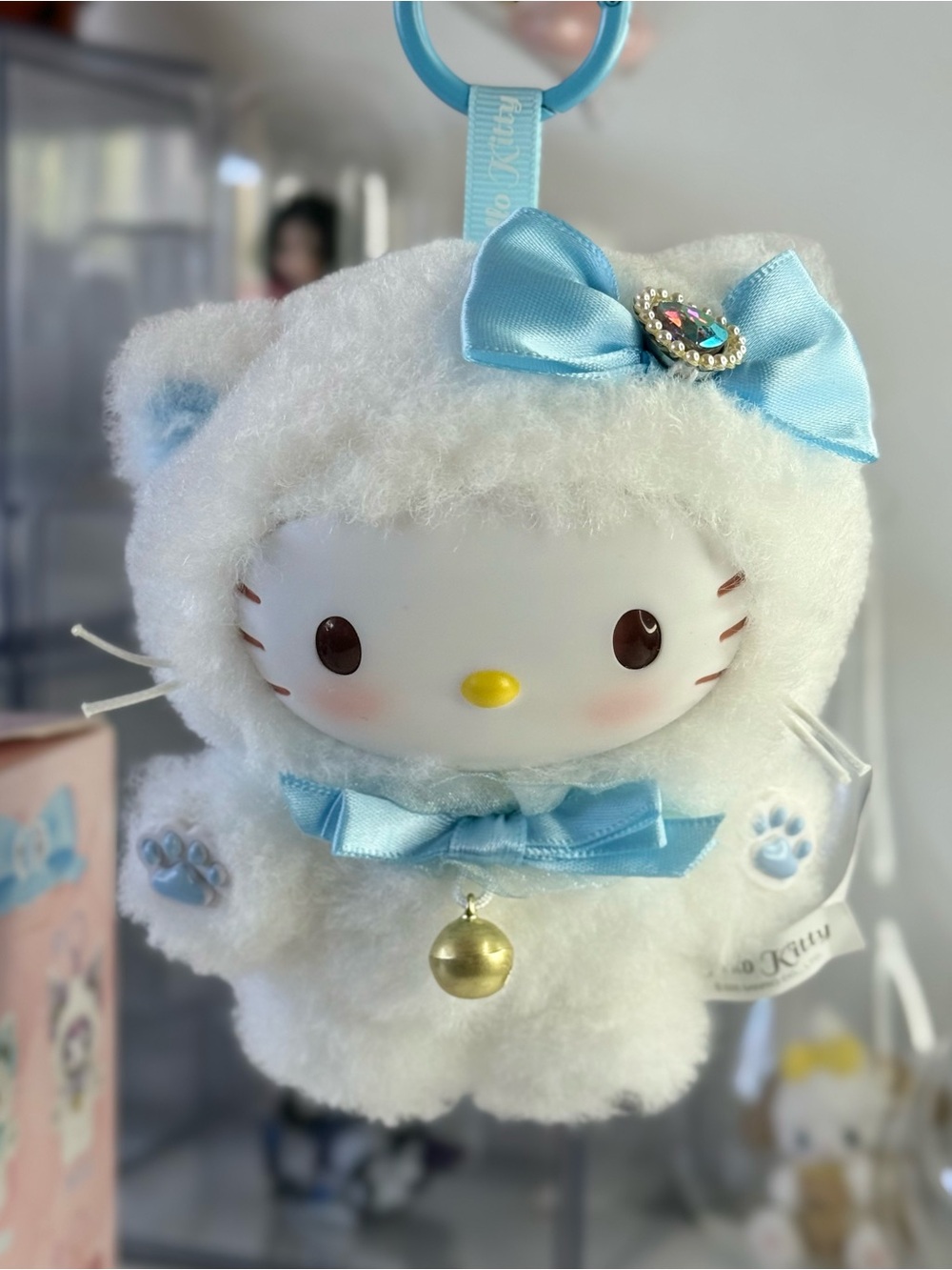 Sanrio Hello Kitty White Plush Charm with Light Blue Accents